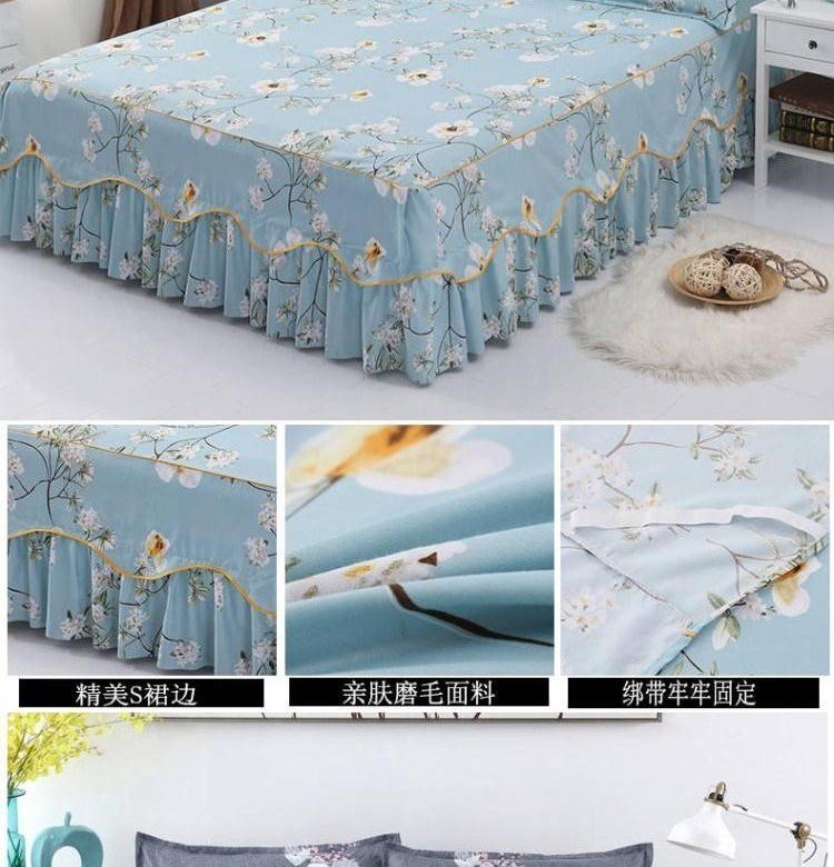 Váy ngủ kiểu váy cotton công chúa ren trải giường tạp dề Giường nhóm mùa hè chống trượt một mảnh khăn trải giường dày một mảnh. - Váy Petti