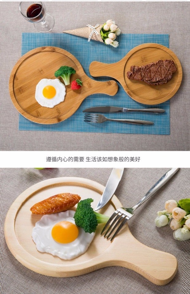Khay gỗ đựng pizza kích thước 9inch khay gỗ tròn có tay cầm chống nóng chống mối mọt