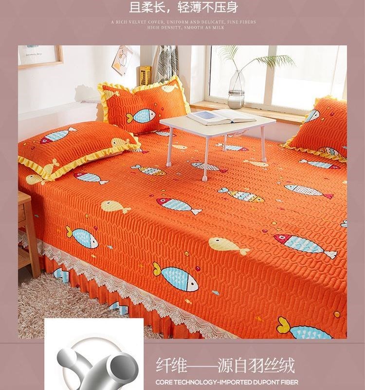 Chăn ga gối đệm pha lê nhung 1.5m bông trải giường nhung chần bông trải giường nhung chăn nhung hai mặt một mảnh bông tinh khiết - Trải giường