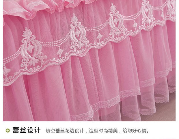 Phong cách châu Âu giặt cotton giường váy dày ga trải giường một mảnh ren váy loại 1.8 bảo vệ vỏ chống trượt mùa hè - Váy Petti