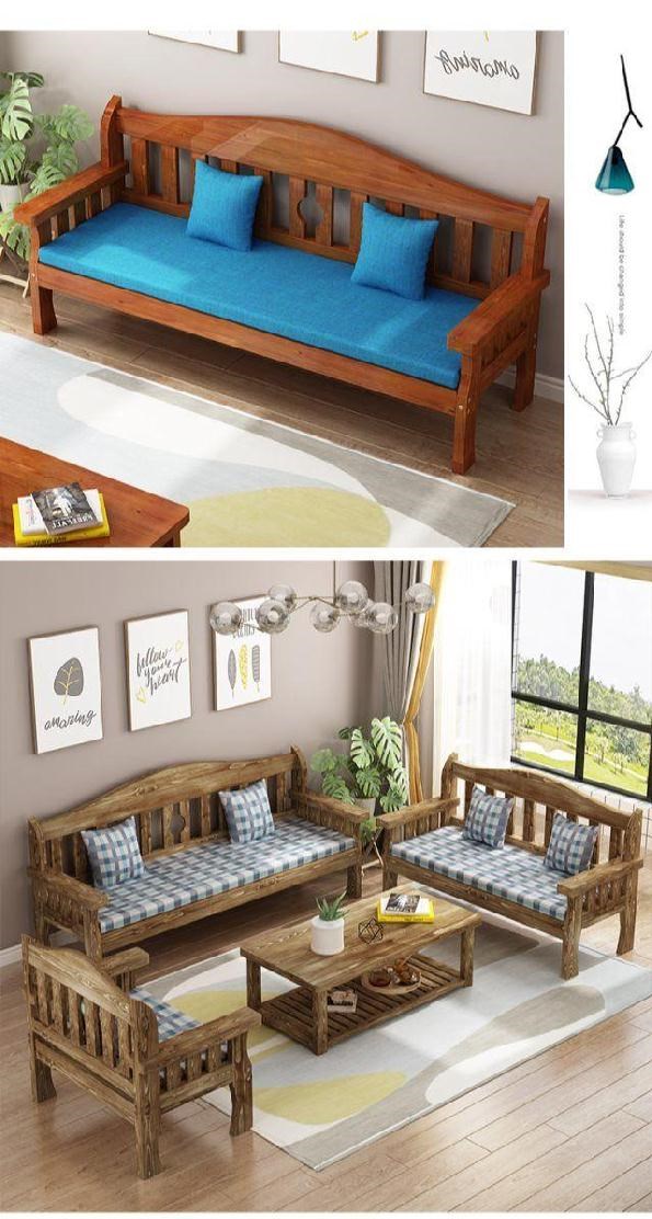 Ghế sofa gỗ chắc chắn vào mùa đông và mùa hè cho căn hộ nhỏ có mục đích kép Phòng khách đơn giản 1/2/3 người Phòng nhỏ với đệm với chiều dài 140 - Ghế sô pha