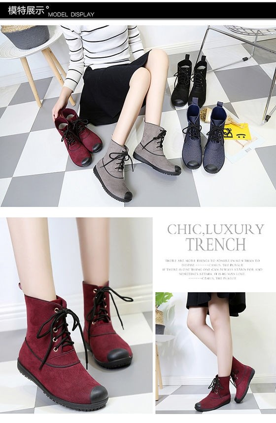 Giày nước giày nữ giày chống trượt giày đi mưa ống thấp đầu giữa rửa xe giày làm việc giày chống trượt đi mưa nhà bếp giày cao su không thấm nước mùa xuân và mùa thu - Rainshoes