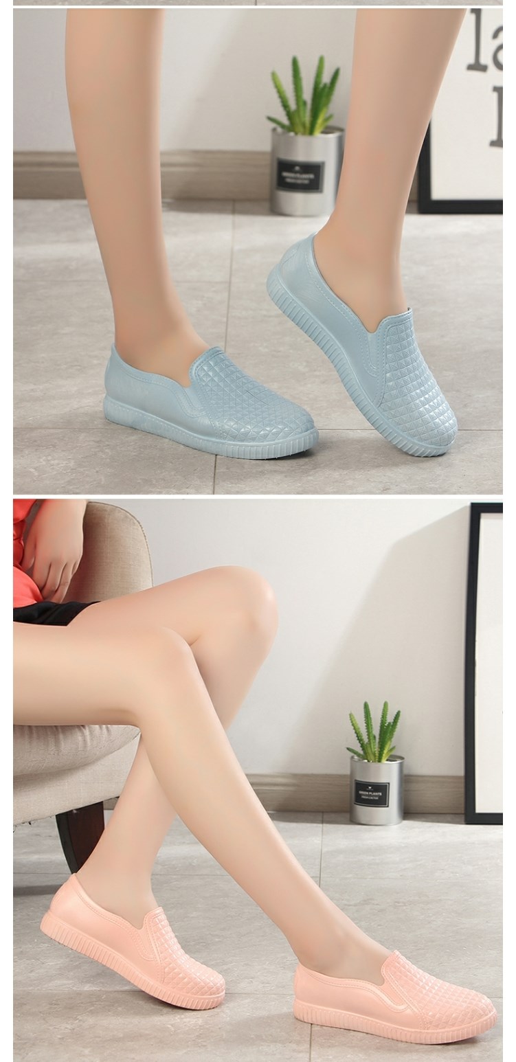 Giày đi mưa thạch nữ Thời trang Hàn Quốc ủng đi mưa ống ngắn không thấm nước giày nhà bếp giày làm việc chống trượt giày cao su thoáng khí phụ nữ - Rainshoes