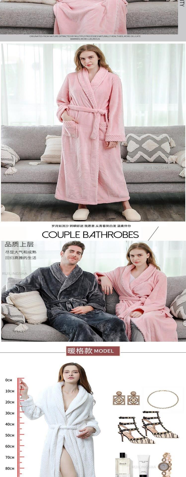 Bộ đồ ngủ cặp vợ chồng cưới màu tím cặp đôi quần áo phù hợp với bộ đồ ngủ cặp đôi dài tay nhung bộ đồ ngủ cặp đôi mùa thu - Night Robe
