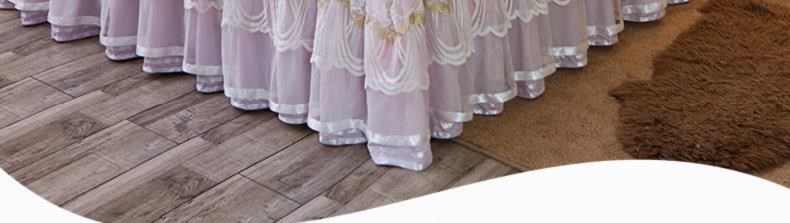 Thảm lụa ba mảnh có thể giặt bằng máy, chiếu mềm điều hòa không khí, chiếu trải giường mùa hè, kiểu ren, màu tím đẹp - Váy Petti