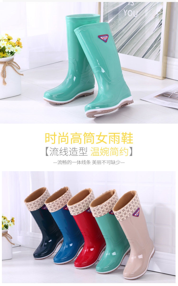 Giày đi mưa của phụ nữ ống cao thời trang làm việc nhà bếp cộng với nhung bông giày nước giày đi mưa nữ mặc chống trơn trượt ấm áp người lớn - Rainshoes