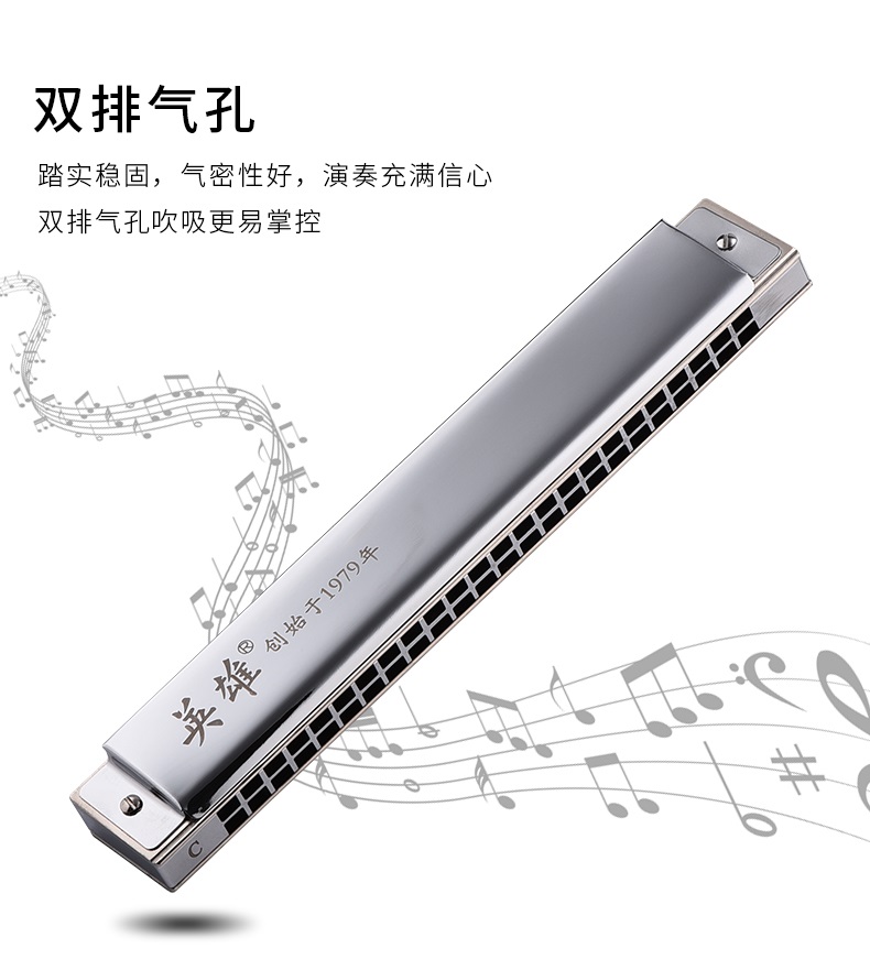 Hero Copper Harmonica 24 lỗ đa âm C Điều chỉnh Học sinh mới bắt đầu Nam nữ trưởng thành Tự học chuyên nghiệp Chơi nhạc kịch - Nhạc cụ phương Tây