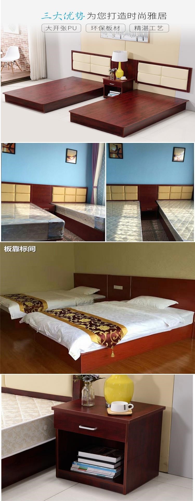 Nội thất khách sạn giường phòng tiêu chuẩn trọn bộ giường khách sạn căn hộ giường tủ TV giường tủ đồ ăn sáng cho thuê phòng nhà sản xuất tùy chỉnh - Nội thất khách sạn