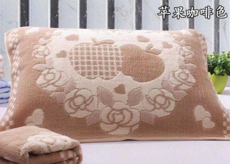 Khăn trải giường khăn gối khăn sợi cotton tinh khiết 0 bề mặt vải 2 gói cộng với độ dày W thoáng khí đôi mềm - Khăn gối