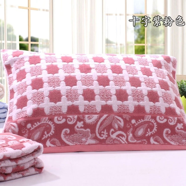 Khăn gối cotton dễ thương hoa văn châu âu phòng ngủ một đôi hoạt hình jacquard dày vài đôi in nổi màu trơn - Khăn gối