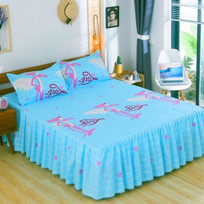 Bộ khăn trải giường bằng vải cotton kiểu váy trải giường mảnh trải giường chống trượt Bộ khăn trải giường bằng vải cotton tinh khiết ba mảnh bốn mảnh 1,5m 1,8m1,2 - Váy Petti