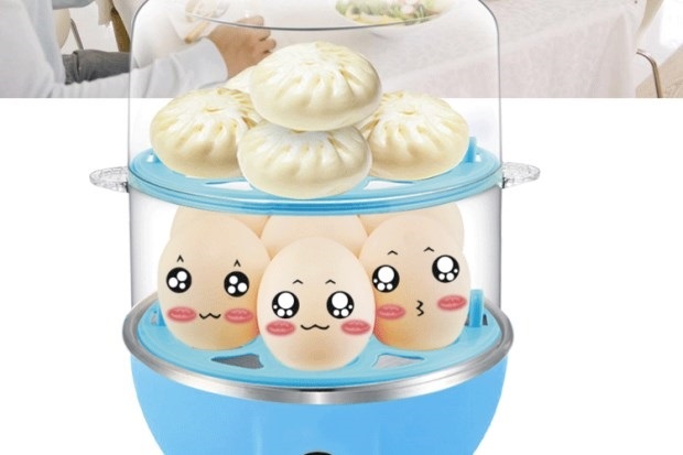 Thiết bị nhỏ, dụng cụ nhà bếp, nồi hấp điện mini, nồi trứng, nồi hấp điện đôi, bánh ngô hấp, rau hấp - Nồi trứng