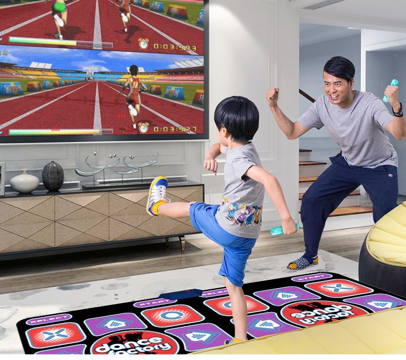 Thảm nhảy đôi máy tập nhảy somatosensory không dây trò chơi tại nhà Giao diện TV sử dụng kép máy chạy bộ thảm tập chạy bộ - Dance pad