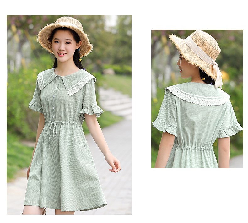 2020 mùa hè mới 12 cô gái lớn trẻ em phong cách phương tây váy kẻ sọc 13 cô gái váy 15 tuổi váy công chúa ngắn tay váy mùa hè - Khác