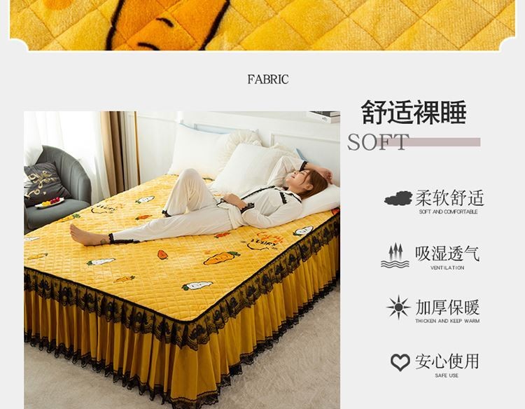 Váy ngủ ren chần bông phong cách Hàn Quốc Khăn trải giường dày Một mảnh Bộ trải giường công chúa Ga trải giường cotton ấm áp 1,8m - Váy Petti