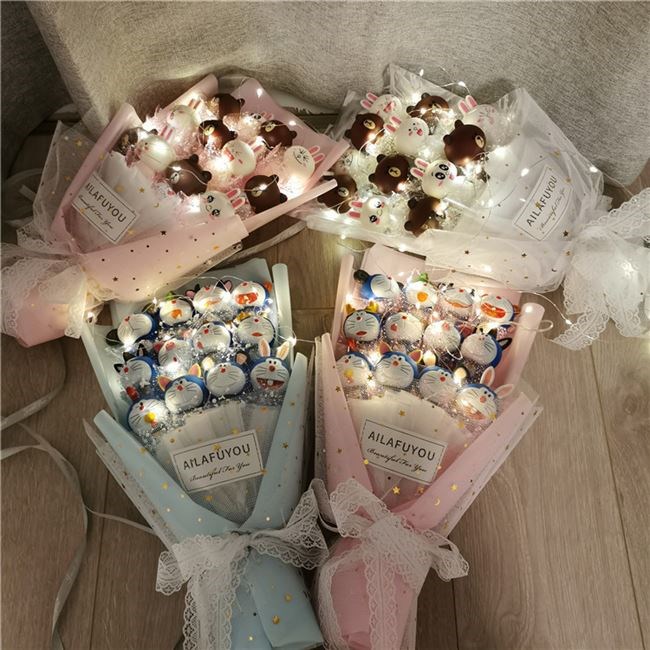 Đôrêmon Đôrêmon Doraemon Phim hoạt hình Búp bê Búp bê Bó hoa Hộp quà Ngày lễ tình nhân Cặp đôi Nam nữ Quà tặng sinh nhật - Hoa hoạt hình / Hoa sô cô la