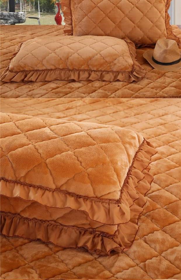 Ga trải giường flannel phong cách châu Âu vải nhung dày dặn màu nhung dày dặn - Váy Petti