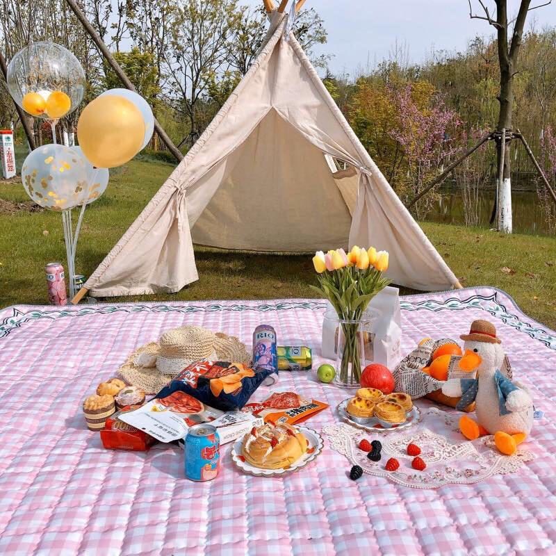 ins net red picnic thảm chống thấm nước cho trẻ em đi chơi bãi biển thảm du lịch ngoài trời đi chơi thảm chống ẩm - Thảm chống ẩm / Mat / Gối