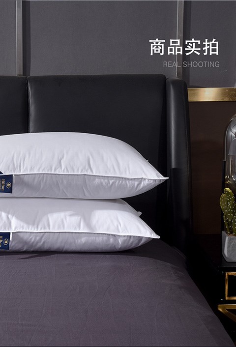 Gối chăm sóc gia đình cotton trắng khách sạn 5 sao gối kê cổ đơn Hilton 95 ruột gối một đôi lõi - Gối