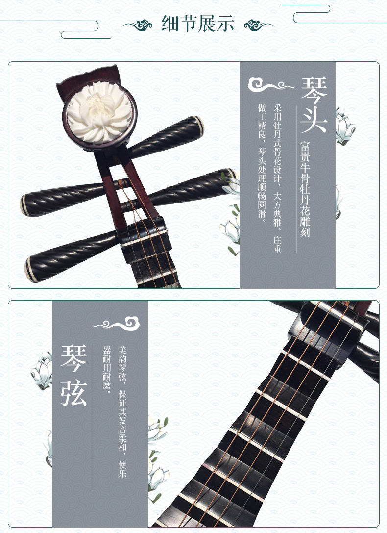 Pipa cao cấp chạm khắc vỏ gỗ gụ pipa nhạc cụ mới bắt đầu pipa nhập pipa nhạc cụ Tô Châu pipa - Nhạc cụ dân tộc