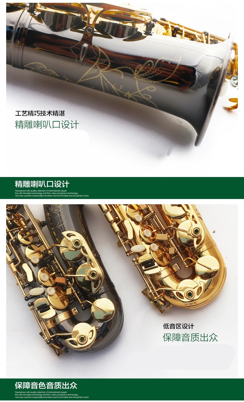 Saxophone mới Salma Alto / Nhạc cụ / Tube Black Nickel Gold Saxophone dành cho người mới bắt đầu - Nhạc cụ phương Tây