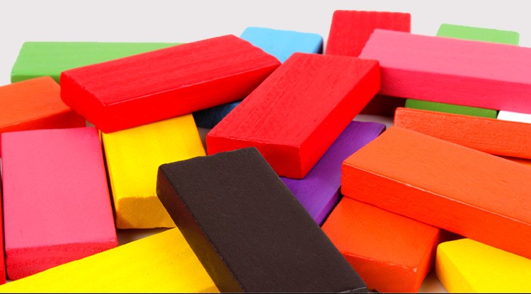 Dominoes đồ chơi bằng gỗ khối xây dựng vi mô giáo dục mầm non tự làm - Khối xây dựng