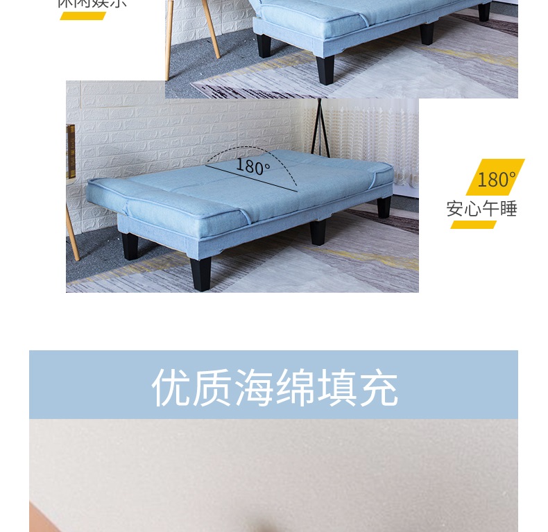 Sofa căn hộ nhỏ giường gấp đơn giản hiện đại phòng khách đa năng đơn giản đơn đôi gấp ba sofa vải - Ghế sô pha