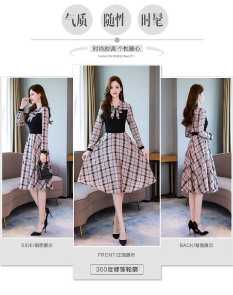 Váy kẻ sọc dài tay mùa thu 2019 mới của phụ nữ thời trang khí chất và váy mỏng - A-Line Váy