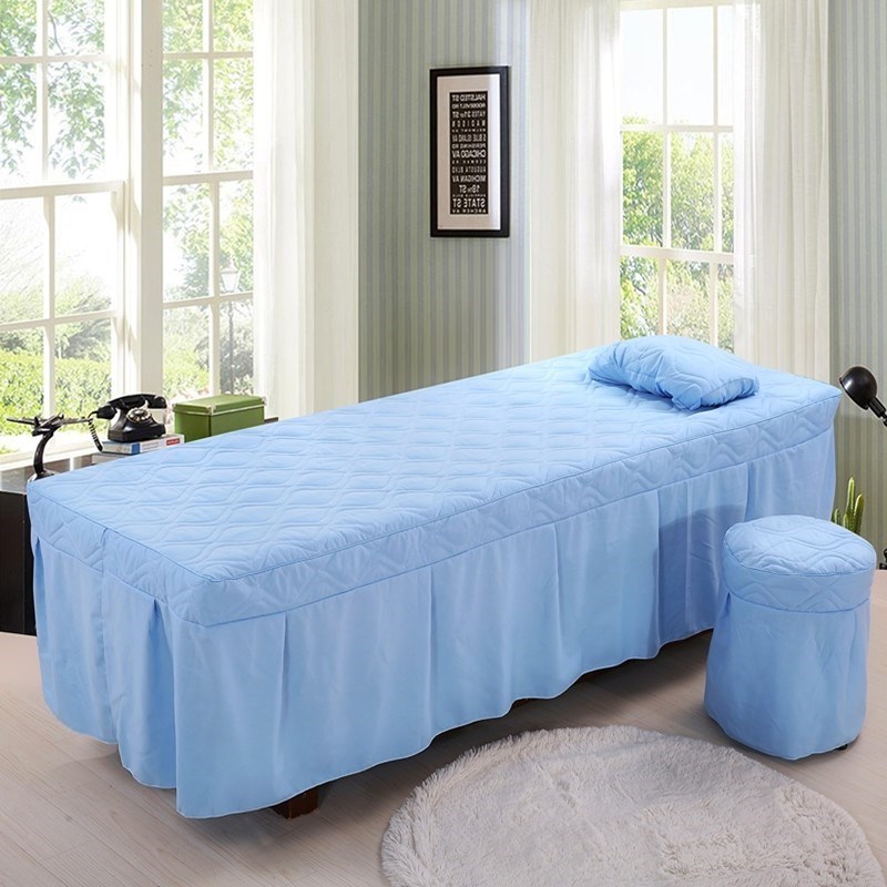 Bốn mảnh làm đẹp giường trải giường màu xanh đặc biệt polyester massage spa hình xăm thẩm mỹ viện trắng Hàn Quốc đơn giản - Trang bị tấm