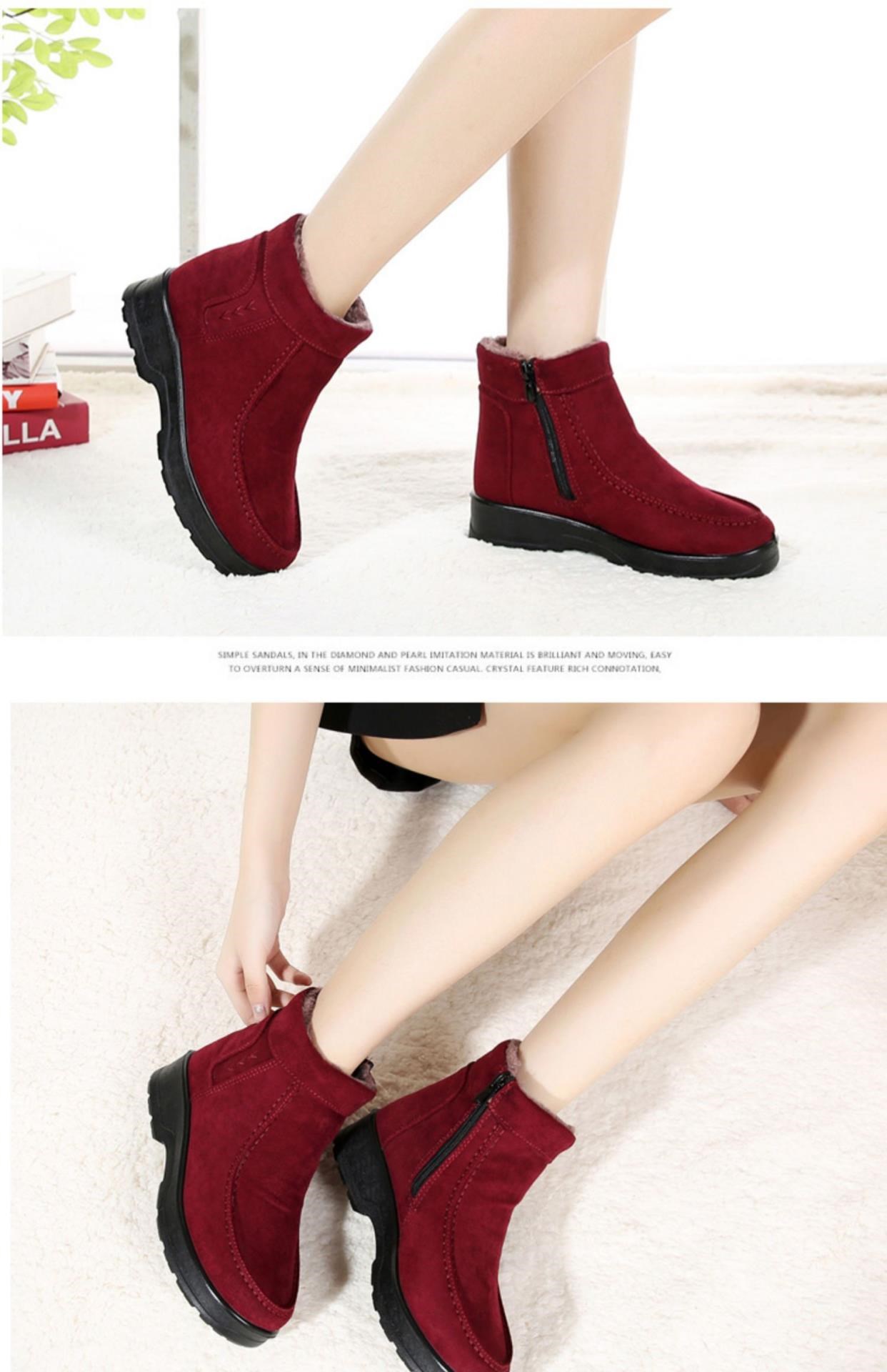 Mới mùa đông cũ giày vải Bắc Kinh giày bông của phụ nữ trung niên và cao tuổi dày dặn ấm áp và giày bông nhung mềm đáy chống trượt mẹ bông - Giày cao gót