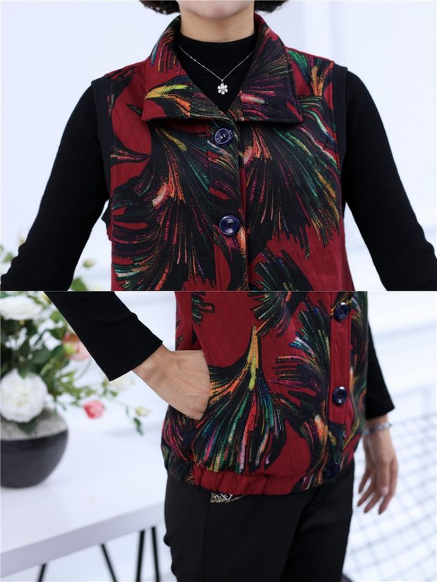 Phụ nữ trung niên và cao tuổi mặc áo phao cotton mỏng của mẹ trung niên mùa xuân và mùa thu mẫu áo khoác cotton vest mới - Áo vest