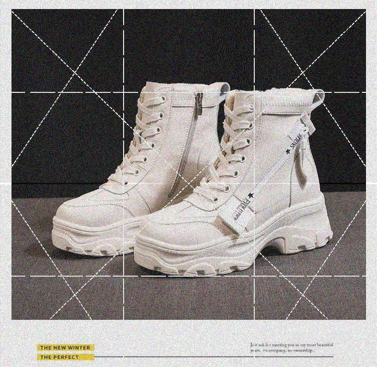 Martin boots của phụ nữ 2019 giày tuyết mới giày mùa thu và mùa đông của phụ nữ cộng với nhung hoang dã lưới màu đỏ ủng ngắn với giày đế dày - Kính đeo mắt kính