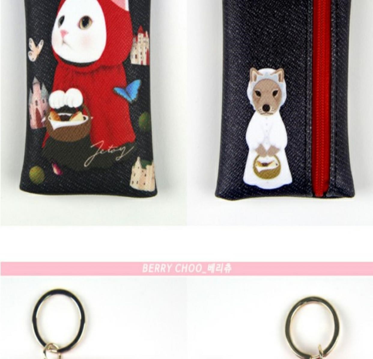 Hàn Quốc nhập khẩu Jetoy mèo hoạt hình sáng tạo ngọt ngào và dễ thương túi dây kéo PU túi danh thiếp túi tiền xu ví đồ trang trí - Chủ thẻ