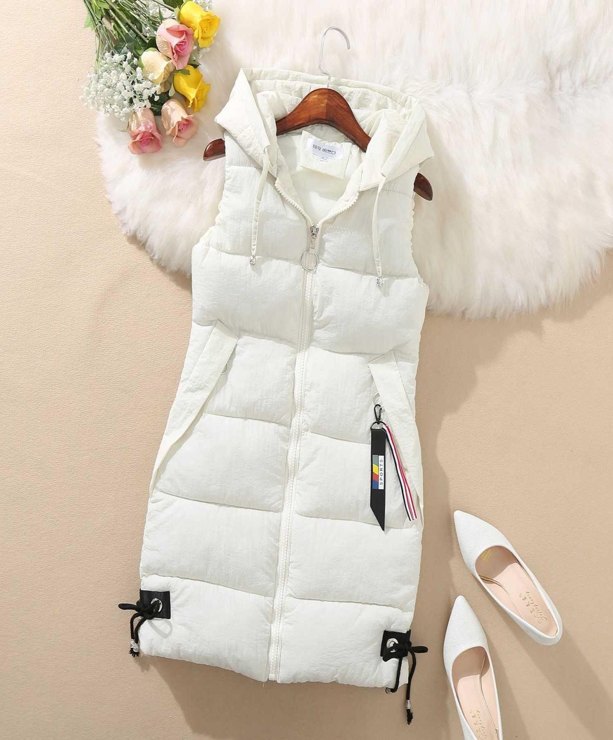 Mùa thu đông mới phiên bản Hàn Quốc của những chiếc áo vest nữ bằng vải cotton trong phần dài của áo khoác vest cotton không tay có kích thước lớn - Áo vest