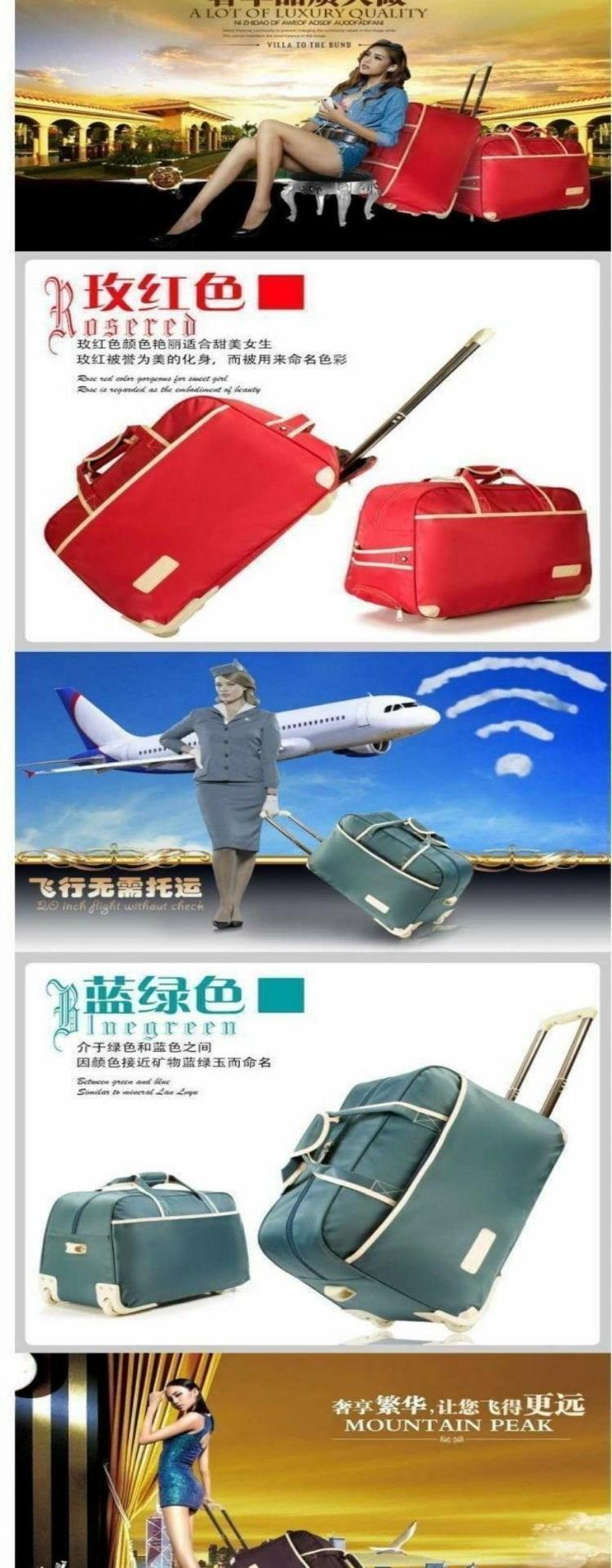 Túi lên máy bay đường ngắn dung tích lớn cho nữ du lịch gấp gọn túi có bánh xe Túi vải di động với xe đẩy hành lý - Túi du lịch