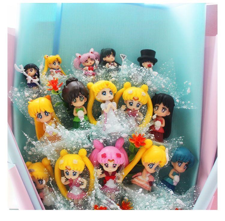 Sailor Moon Doll Bó hoa Tốt nghiệp Anime Hoạt hình Bó hoa Trang trí Quà tặng Cô gái Quà tặng Hộp quà Hoa hồng - Hoa hoạt hình / Hoa sô cô la