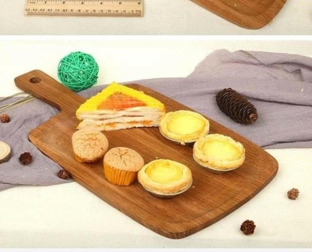 Đĩa gỗ, khay hình chữ nhật màu sáng, bộ đồ ăn bằng gỗ sồi nguyên khối sẫm màu, đĩa ăn chống bỏng, làm ván gỗ - Tấm