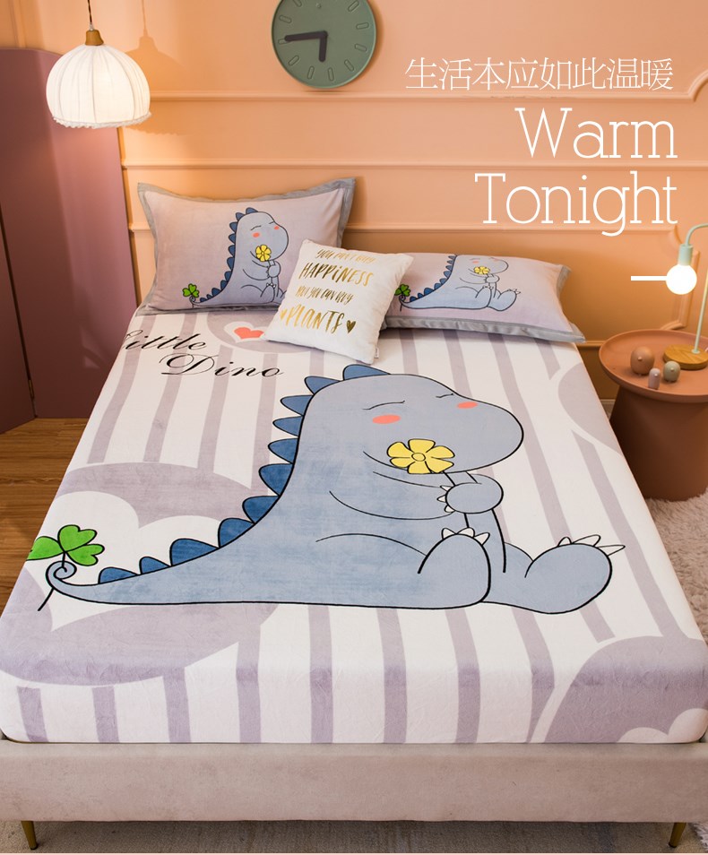 Giường nhung vải nỉ sữa da lộn một mảnh pha lê dày cộng với nhung trải giường trải giường mùa đông trẻ em hoạt hình - Trang bị Covers
