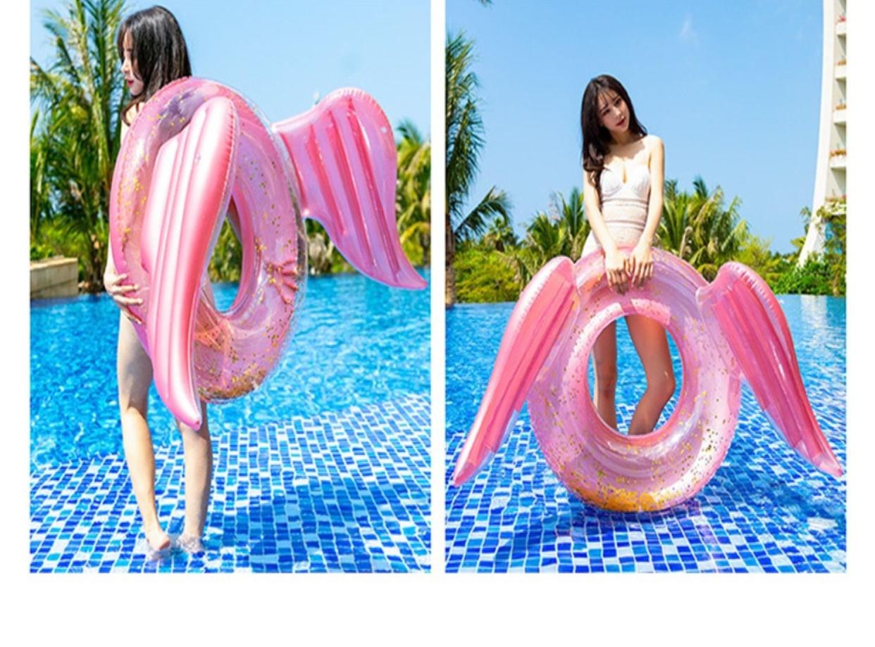 Flamingo lưới màu đỏ vòng bơi người lớn nữ dày quá khổ phao cứu sinh bơm hơi người lớn gắn nổi hàng - Cao su nổi