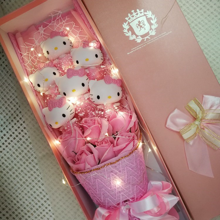 kt mèo bằng tay quà tặng tốt nghiệp búp bê hoạt hình bó hoa búp bê bó quà hộp quà ngày lễ tình nhân - Hoa hoạt hình / Hoa sô cô la