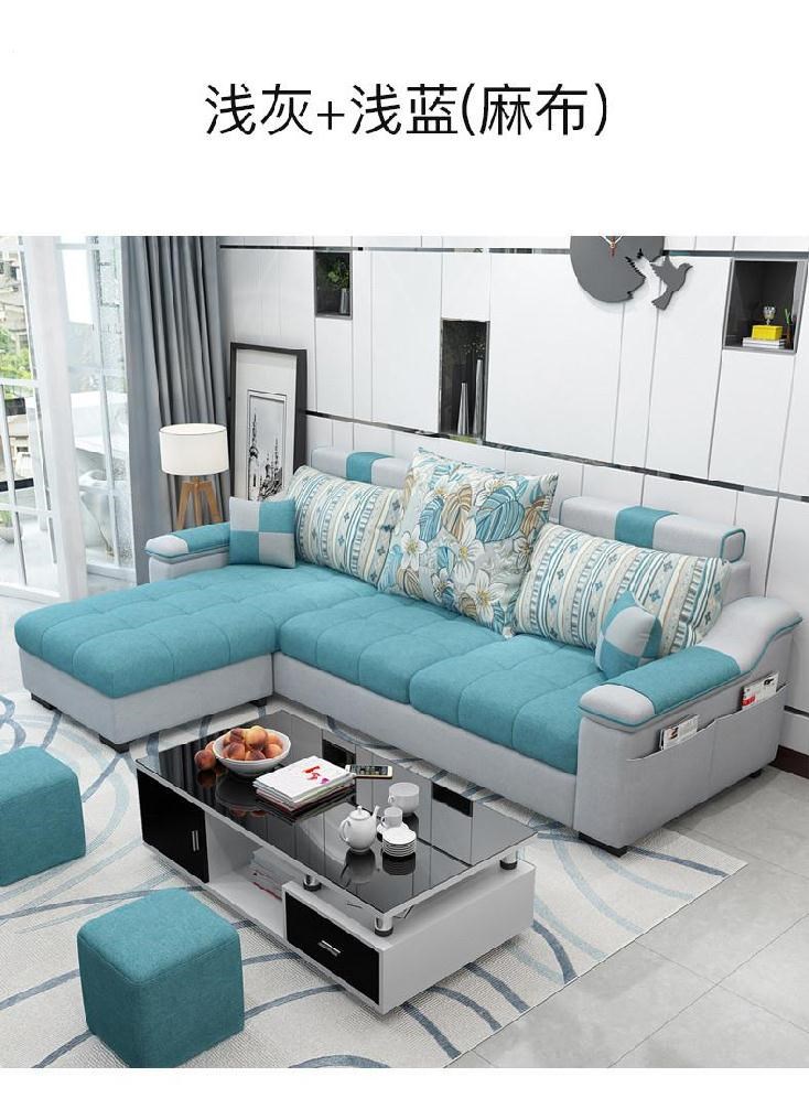 Đường thẳng gió nhẹ sang trọng đơn giản 2.1m. Ghế sofa vải màu xanh có thể tháo rời và giặt được 210 cm cho ba người ở nhà - Ghế sô pha