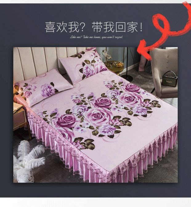 Đã giặt thảm mùa hè, váy ngủ, chiếu lụa, bộ ba mảnh, giường 1,5 m, chiếu điều hòa đôi 1,8 m, giường 2,0 m, 1,2 m - Váy Petti