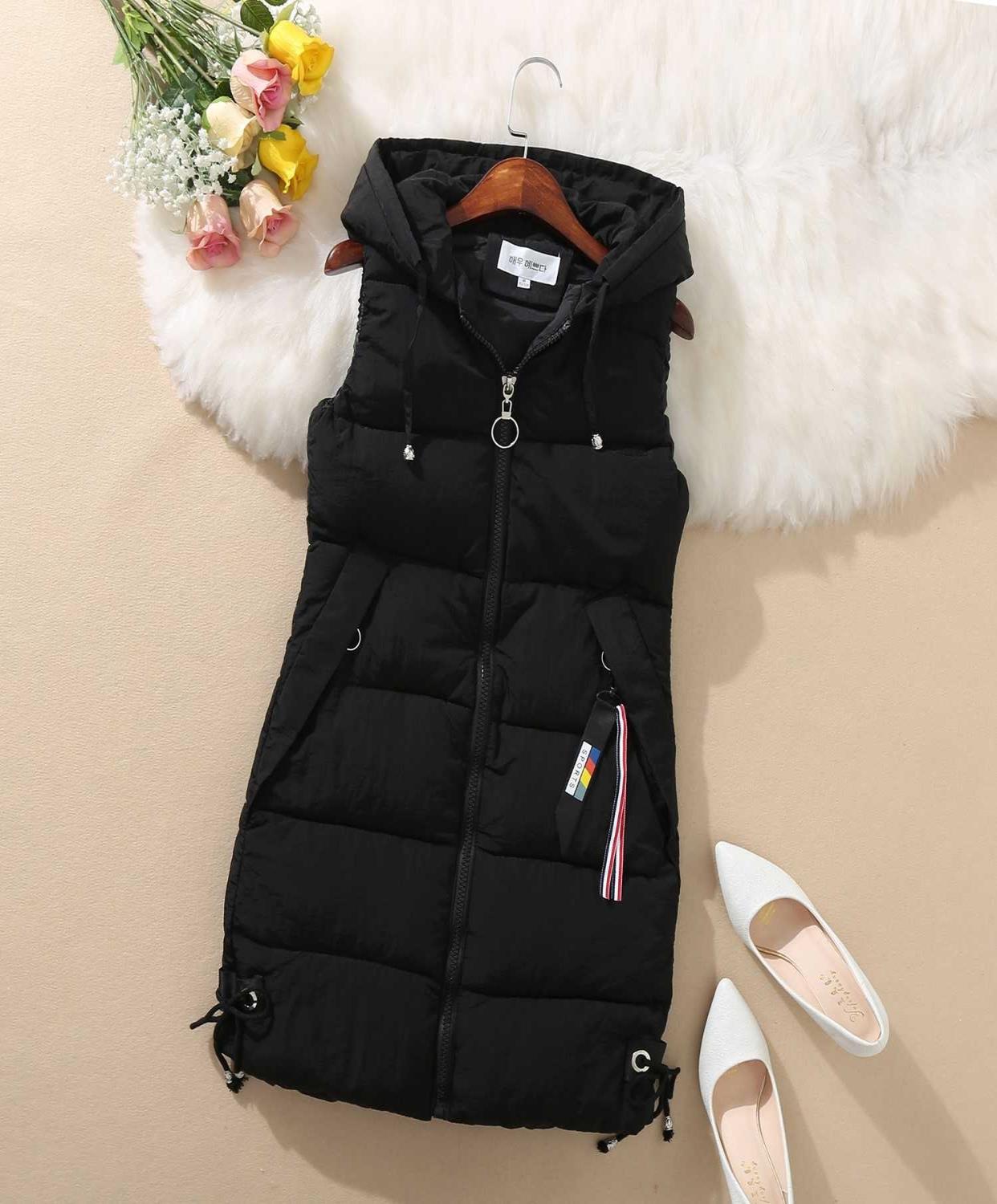Mùa thu đông mới phiên bản Hàn Quốc của những chiếc áo vest nữ bằng vải cotton trong phần dài của áo khoác vest cotton không tay có kích thước lớn - Áo vest