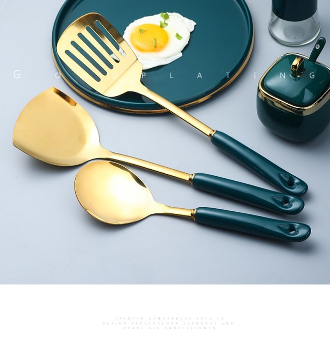 Đồ dùng nhà bếp bằng thép không gỉ Spatula đồ dùng nhà bếp Daquan xẻng bộ đồ dùng nhà bếp trọn bộ đồ dùng nấu ăn xẻng nấu ăn chống dính - Phòng bếp