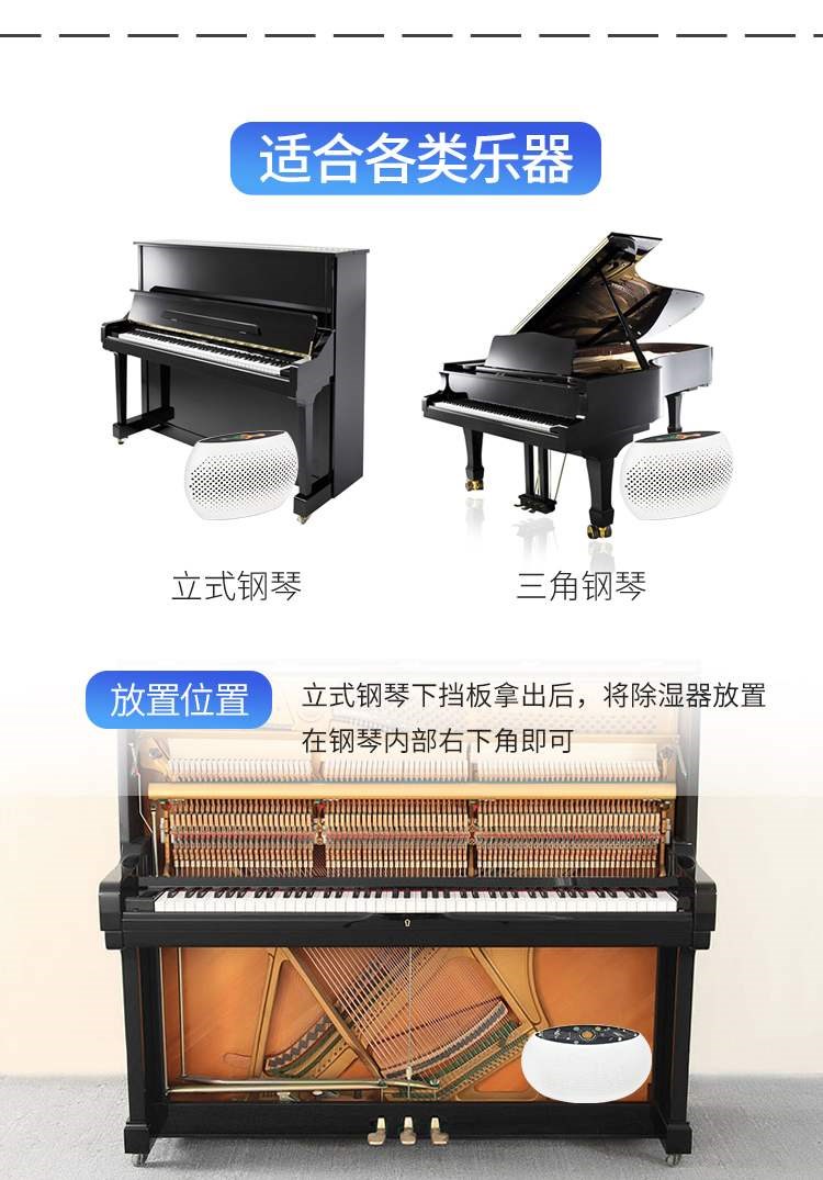 . Máy hút ẩm cho đàn piano, máy hút ẩm dạng ống chống ẩm đa năng cho đàn piano Pearl River - Phụ kiện nhạc cụ