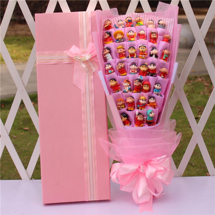 1 Bút chì màu thắp sáng Bó hoa Shin-chan cho bạn gái Món quà sinh nhật Cậu bé Tượng nhỏ Hoa Hộp quà Ngày lễ tình nhân Hoạt hình Xà phòng - Hoa hoạt hình / Hoa sô cô la