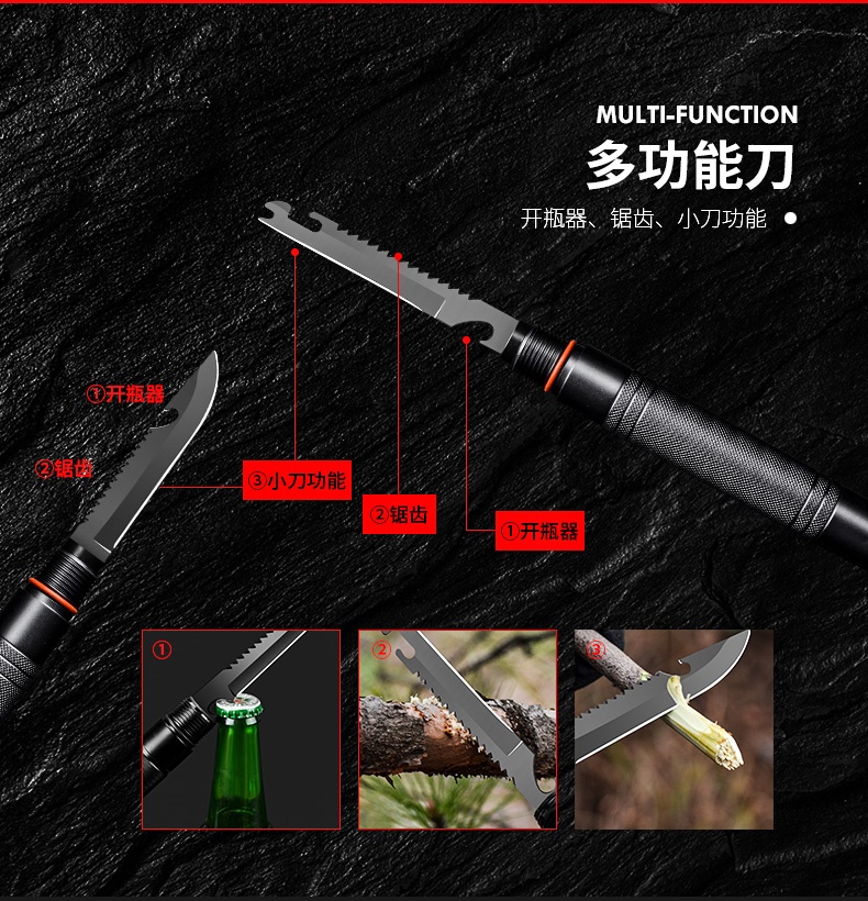 Thiết bị sinh tồn dã chiến tích hợp gậy chiến thuật cao cấp ngoài trời nơi hoang dã cung cấp dao dụng cụ đa chức năng - Công cụ Knift / công cụ đa mục đích
