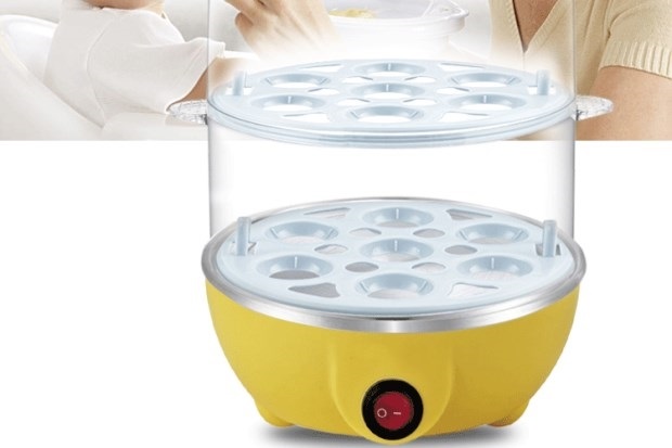 Thiết bị nhỏ, dụng cụ nhà bếp, nồi hấp điện mini, nồi trứng, nồi hấp điện đôi, bánh ngô hấp, rau hấp - Nồi trứng
