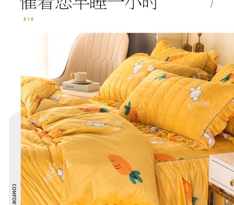 Váy ngủ chần bông dày cộng với váy đệm bông dày 1,5 mét cô gái trái tim giường bông phong cách chăn bông mùa đông - Váy Petti