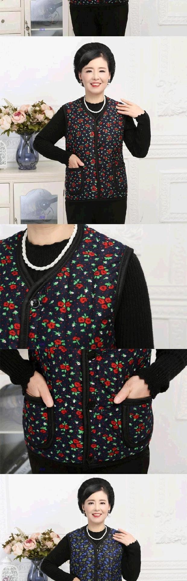 Bà mẹ béo cỡ lớn vest nữ trung niên và người già áo vest dày tay ngắn áo khoác cotton nửa tay 200 kg - Áo vest